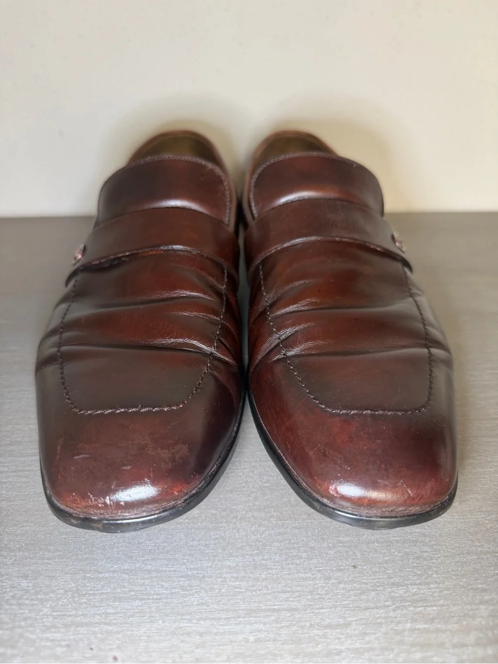 Vintage Men's Gucci Brown Leather Loafers Made In Italy Size 8.5 Classic Style